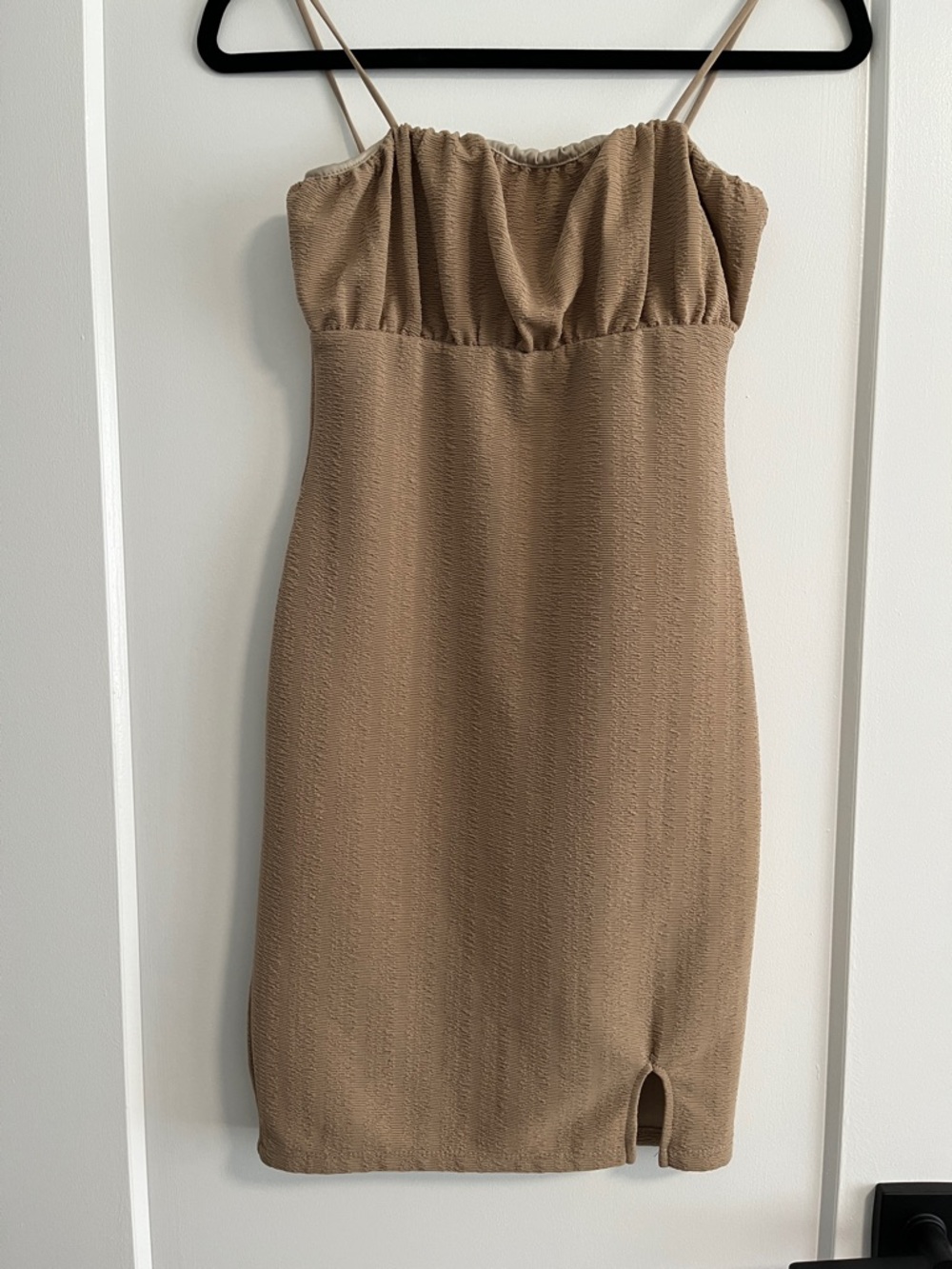Heart & Hips Tan Spaghetti-Strap Mini Dress
